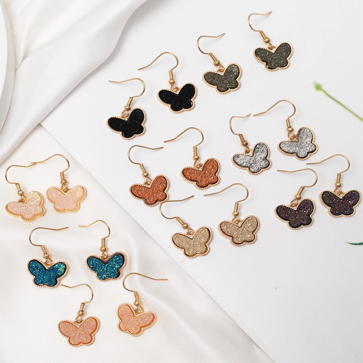 Wholesale Jewelry Color Resin Butterfly Alloy Earrings