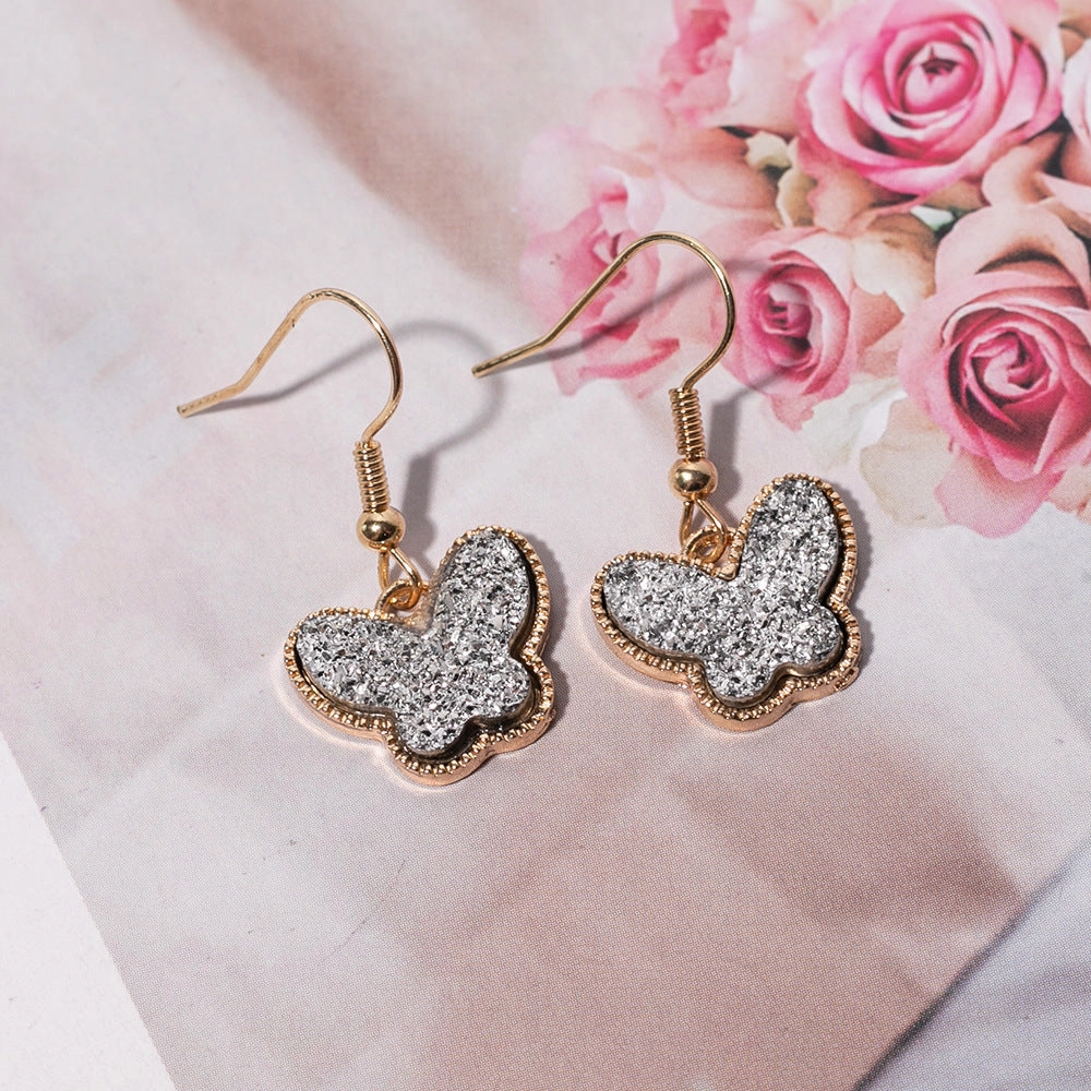 Wholesale Jewelry Color Resin Butterfly Alloy Earrings