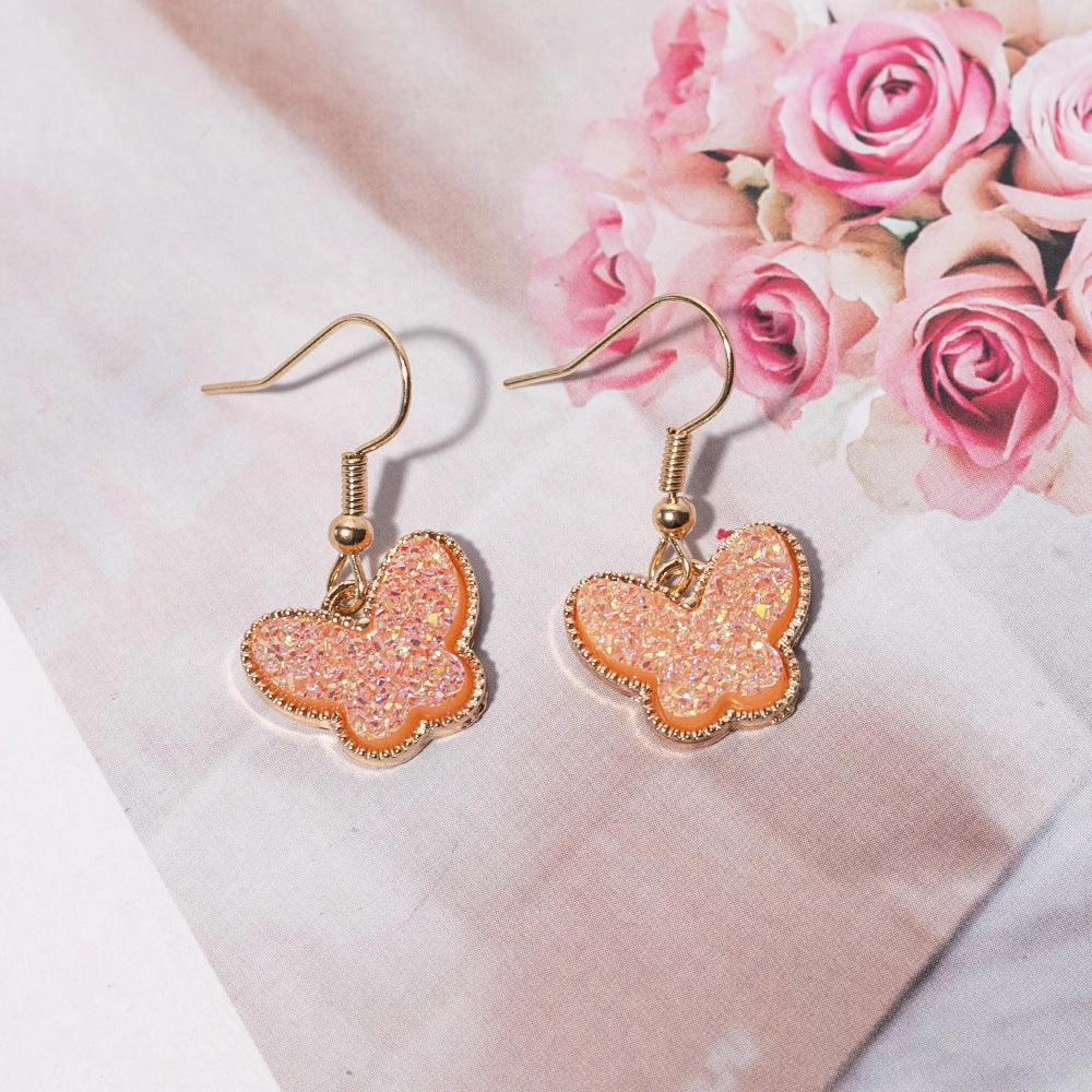 Wholesale Jewelry Color Resin Butterfly Alloy Earrings