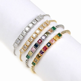 Wholesale Jewelry Copper Cube Gold Plated Beaded Bracelets