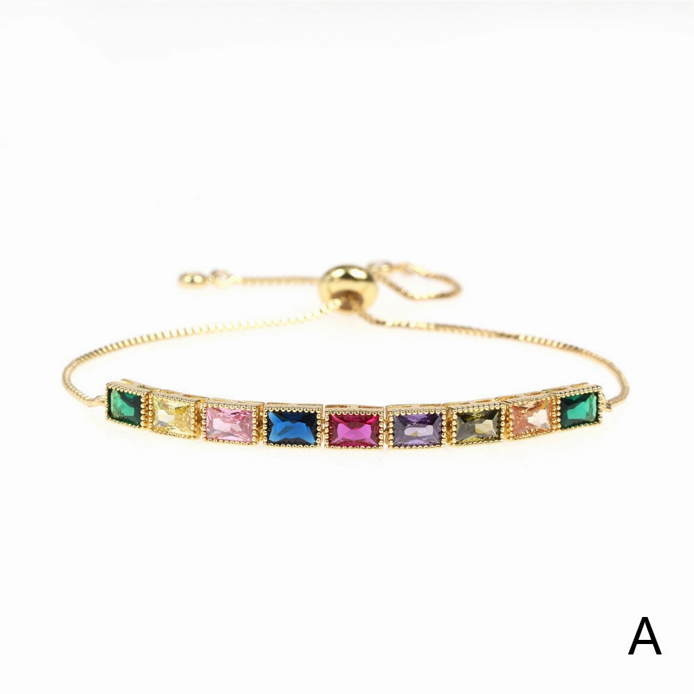 Wholesale Jewelry Copper Cube Gold Plated Beaded Bracelets