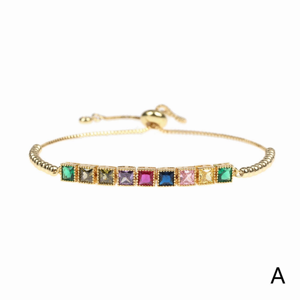 Wholesale Jewelry Copper Cube Gold Plated Beaded Bracelets