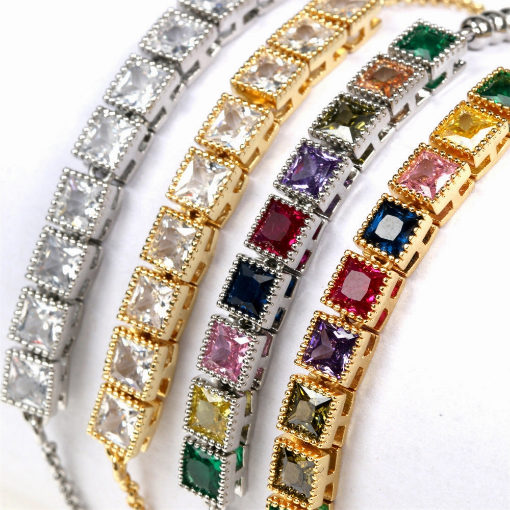 Wholesale Jewelry Copper Cube Gold Plated Beaded Bracelets
