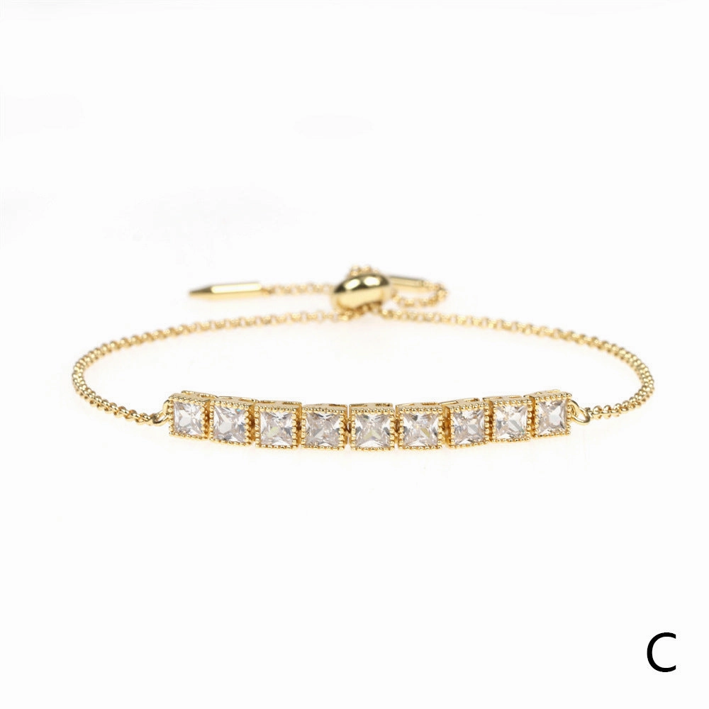 Wholesale Jewelry Copper Cube Gold Plated Beaded Bracelets