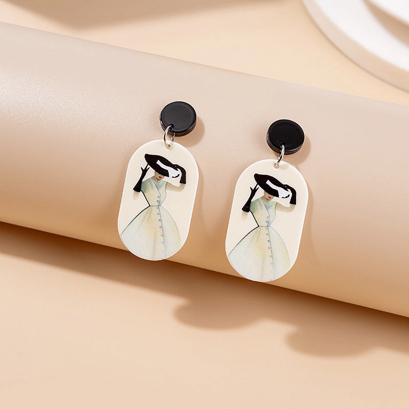 Wholesale Jewelry Cute Doll Cartoon Acrylic Earrings