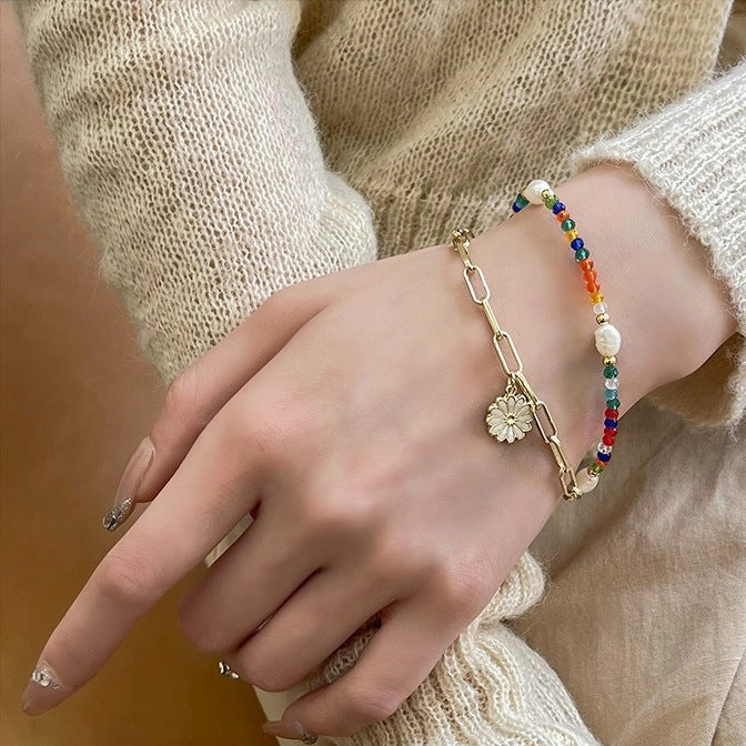 Wholesale Jewelry Daisy Multicolored Rope Alloy Bracelet