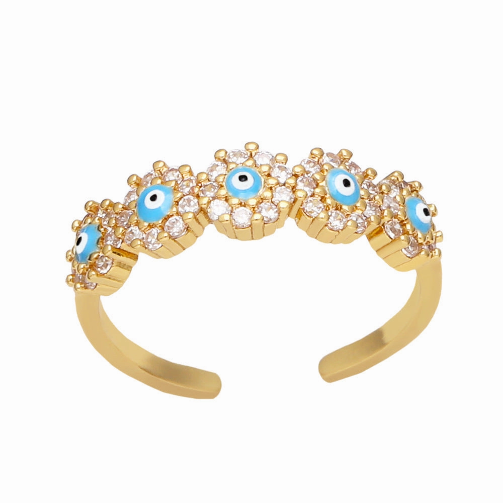 Wholesale Jewelry Devil Eyes 18K Gold Plated Copper Rings