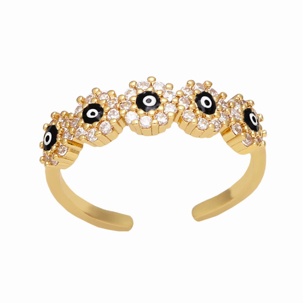 Wholesale Jewelry Devil Eyes 18K Gold Plated Copper Rings