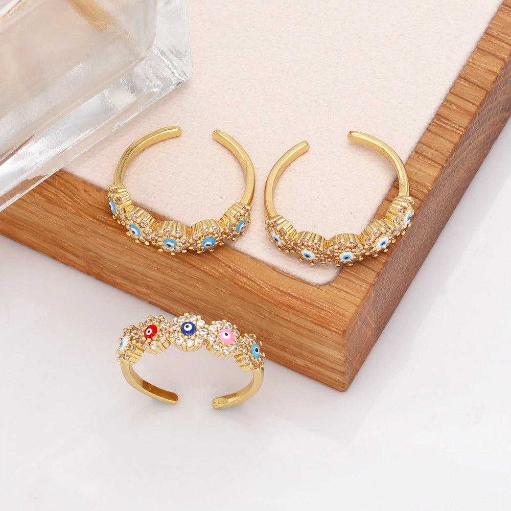 Wholesale Jewelry Devil Eyes 18K Gold Plated Copper Rings