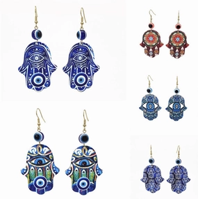 Wholesale Jewelry Devil Eyes Bohemian Acrylic Earrings 6pcs