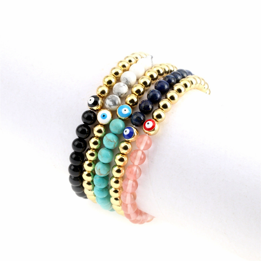 Wholesale Jewelry Devil's Eye Black Onyx Stone Copper Beaded Bracelets