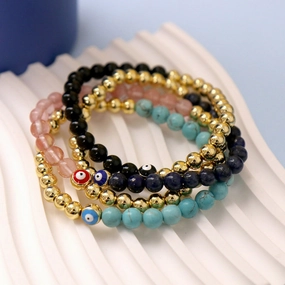 Wholesale Jewelry Devil's Eye Black Onyx Stone Copper Beaded Bracelets