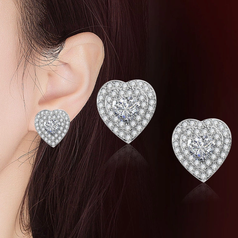 Wholesale Jewelry Diamond Hearts Copper Earrings