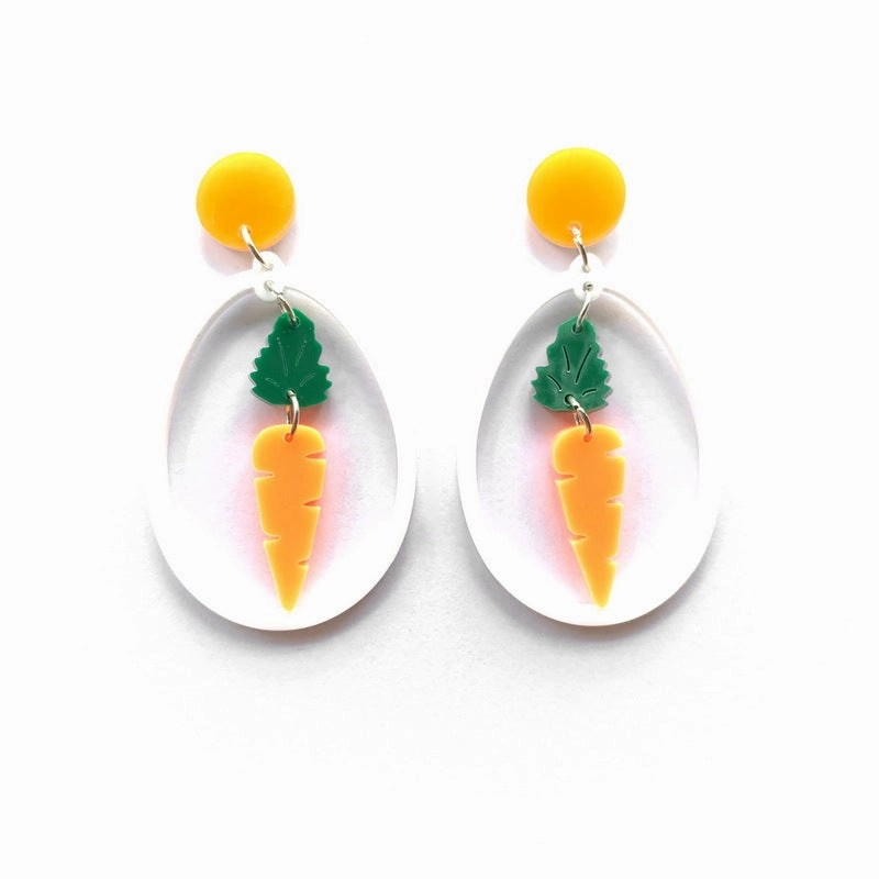 Wholesale Jewelry Easter Carrot Bunny Acrylic Earrings