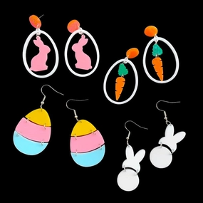 Wholesale Jewelry Easter Carrot Bunny Acrylic Earrings
