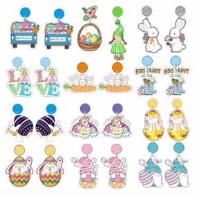 Wholesale Jewelry Easter Gnomes Holiday Bunny Acrylic Earrings