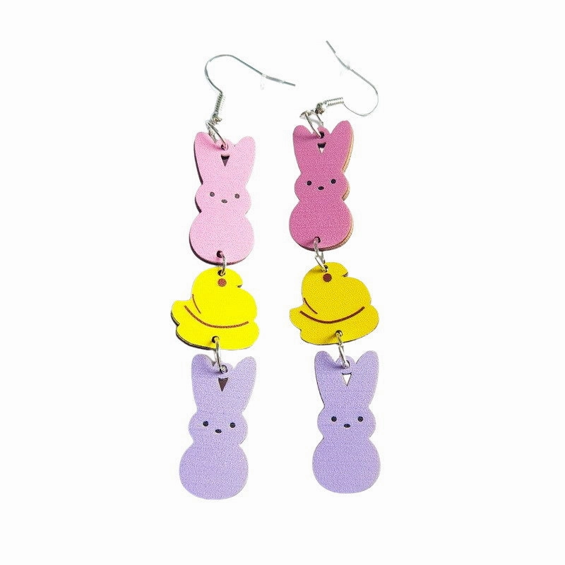 Wholesale Jewelry Easter Rabbit Chick Wood Earrings