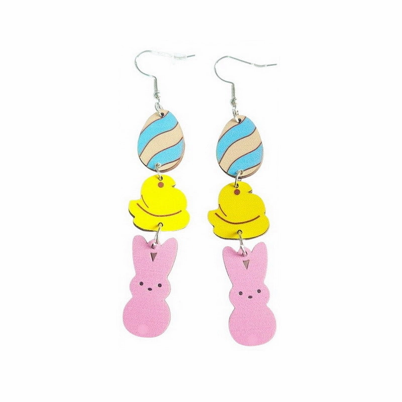 Wholesale Jewelry Easter Rabbit Chick Wood Earrings
