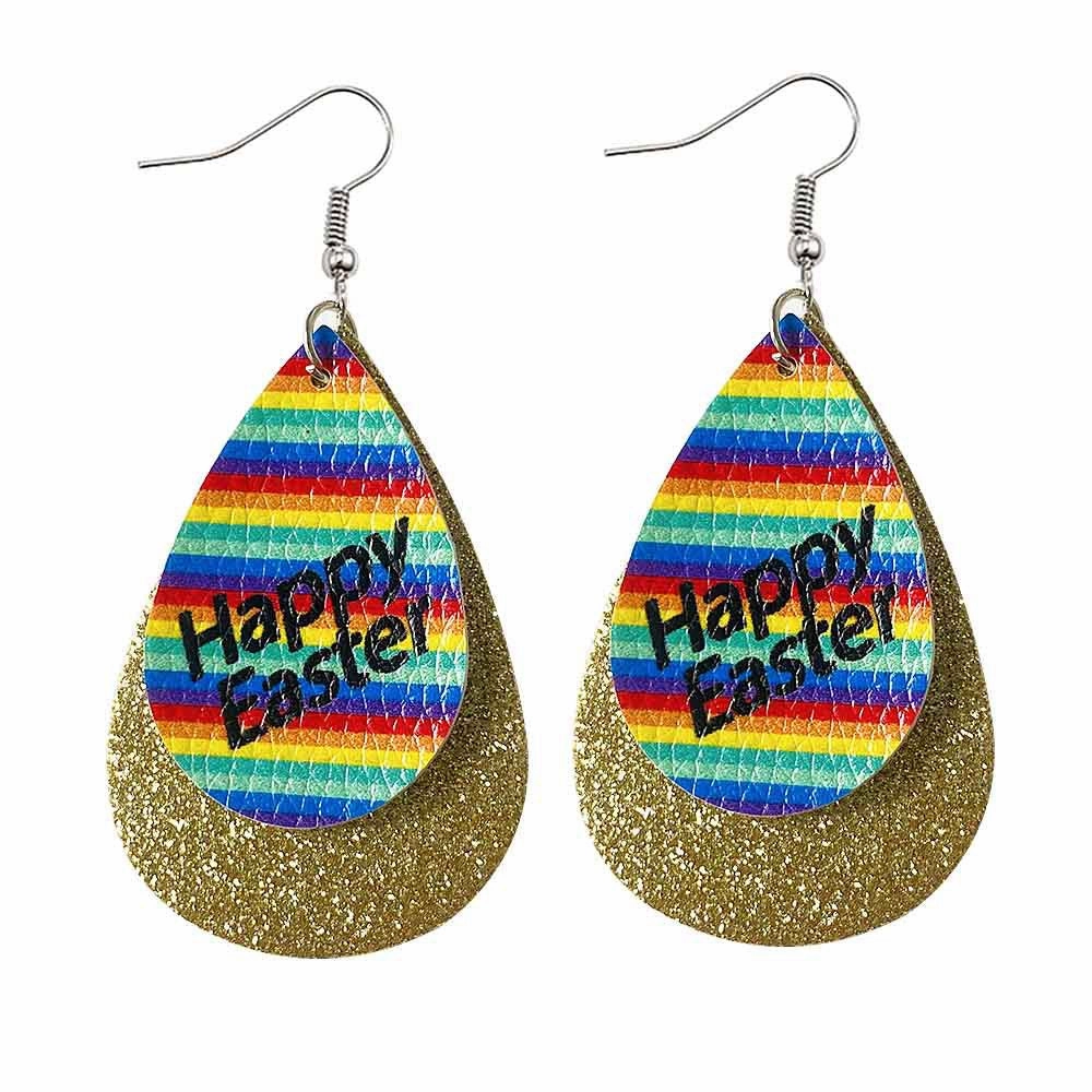 Wholesale Jewelry Easter Teardrop Leather Earrings