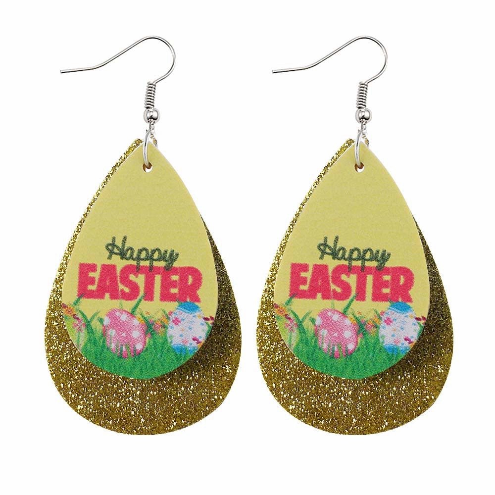Wholesale Jewelry Easter Teardrop Leather Earrings