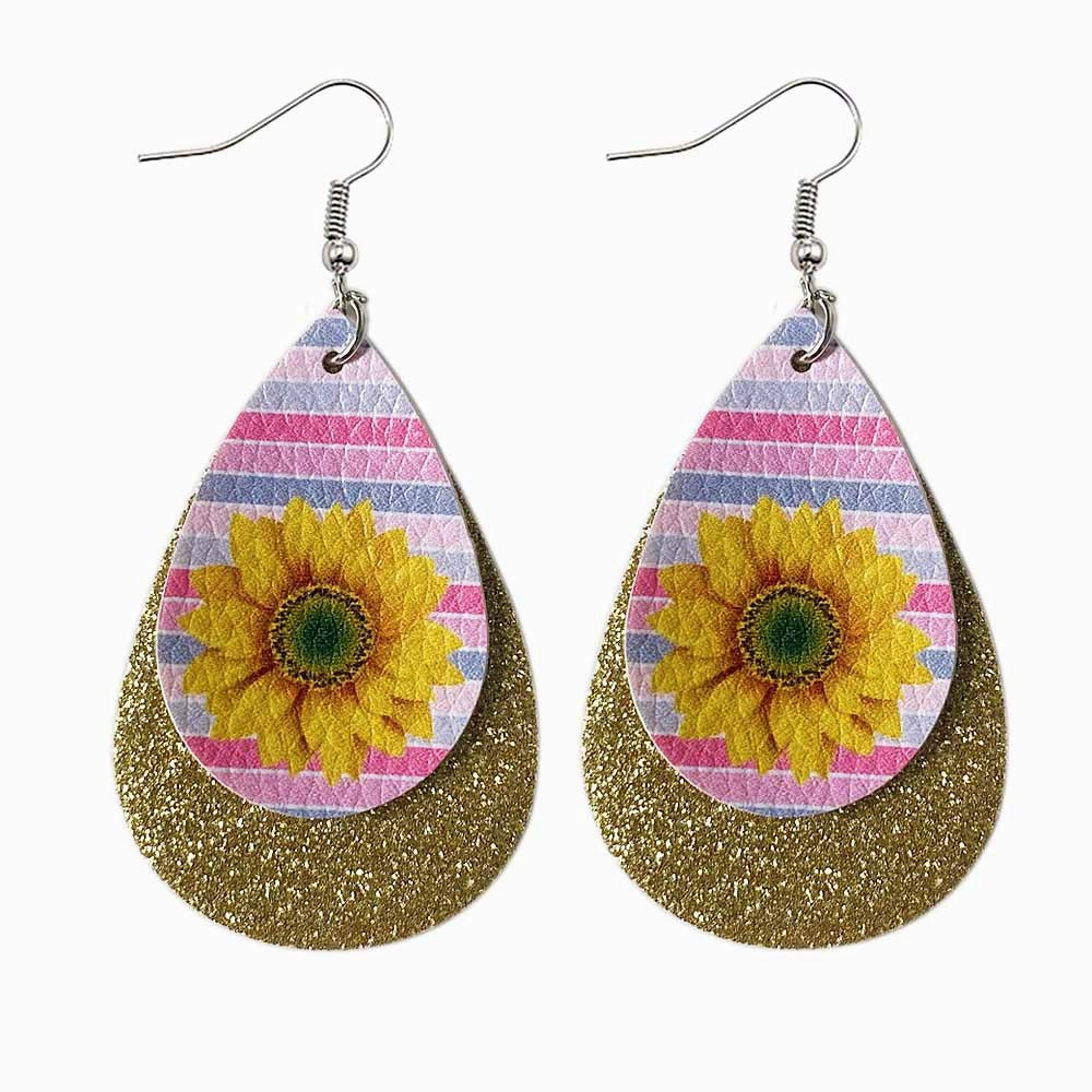 Wholesale Jewelry Easter Teardrop Leather Earrings