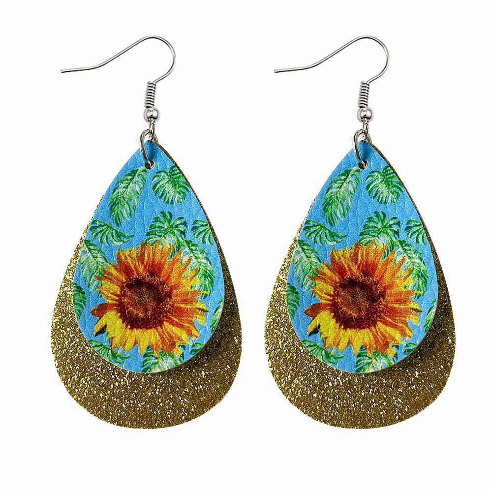 Wholesale Jewelry Easter Teardrop Leather Earrings
