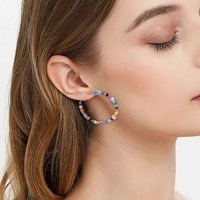 Wholesale Jewelry Ethnic Eyes Rice Beads Earrings