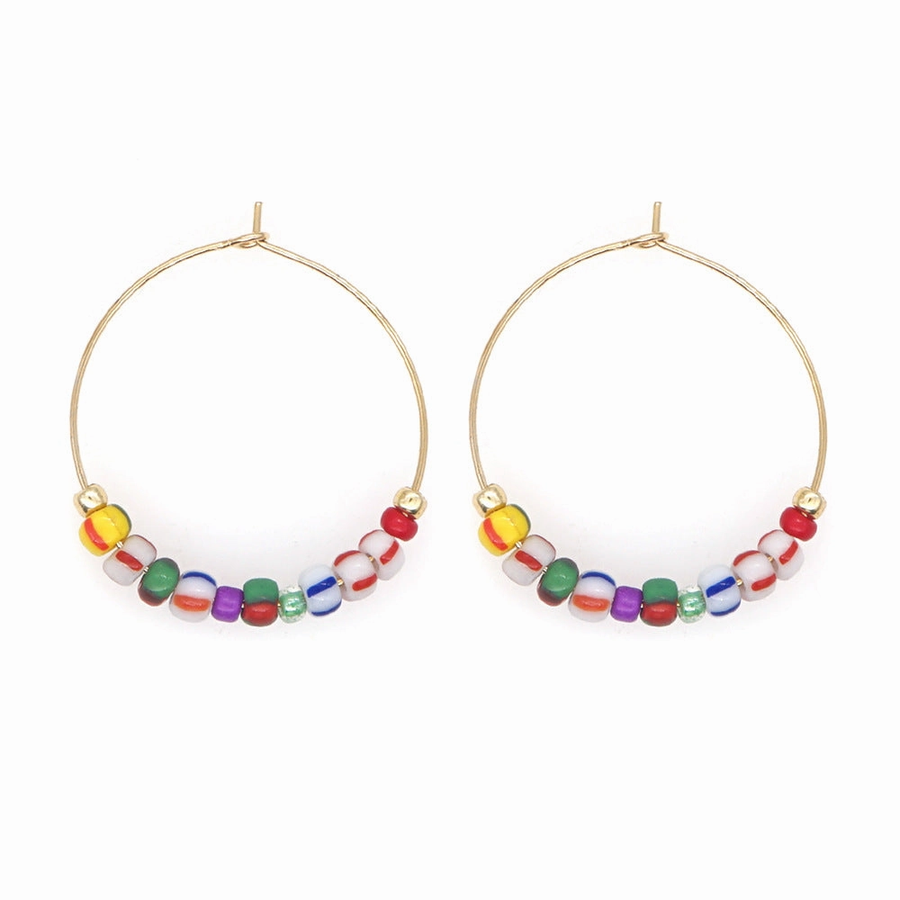 Wholesale Jewelry Ethnic Eyes Rice Beads Earrings