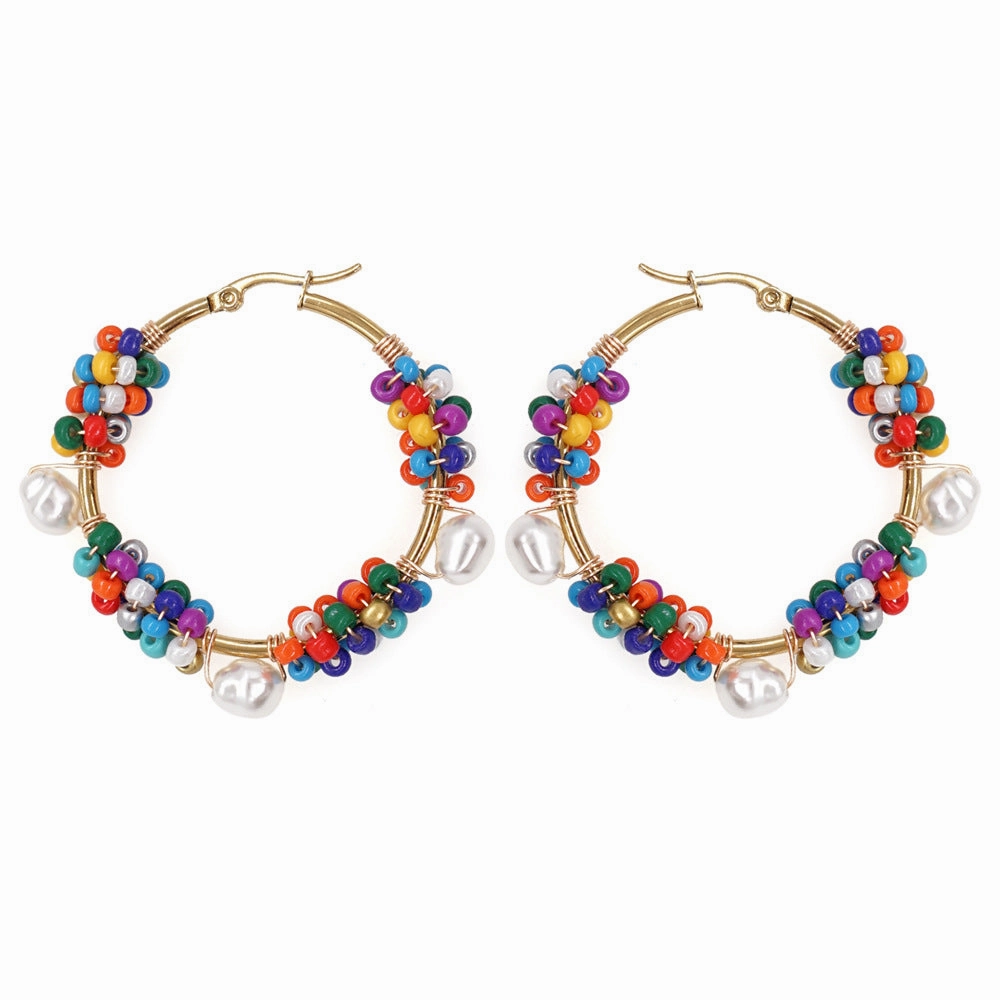 Wholesale Jewelry Ethnic Eyes Rice Beads Earrings