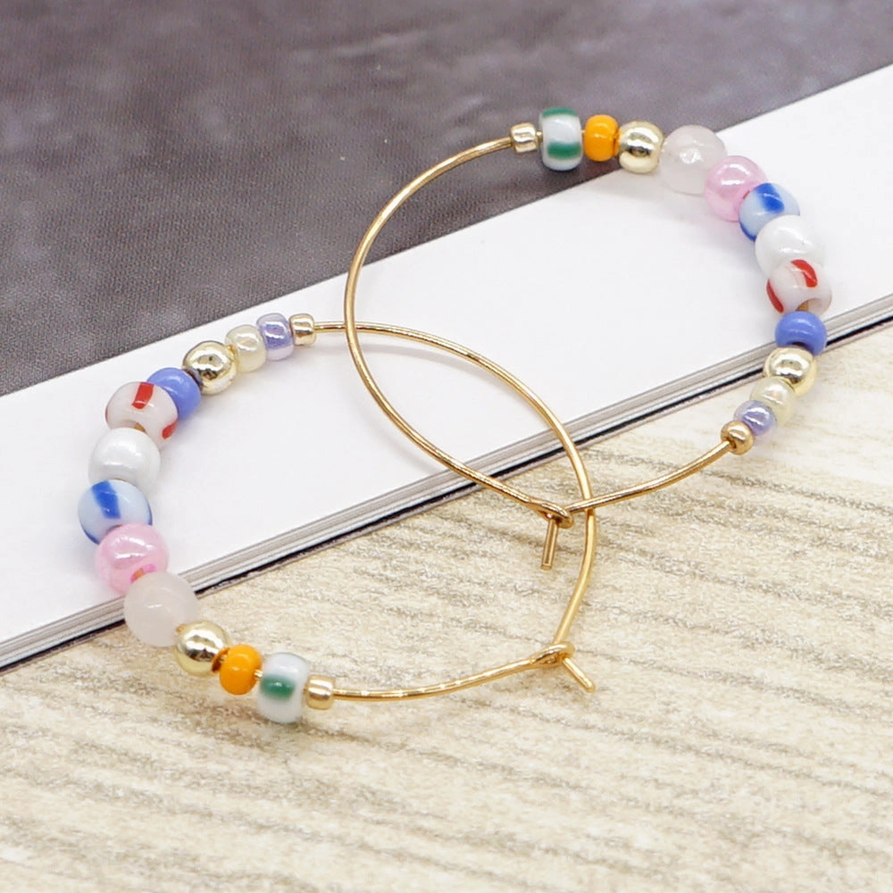 Wholesale Jewelry Ethnic Eyes Rice Beads Earrings