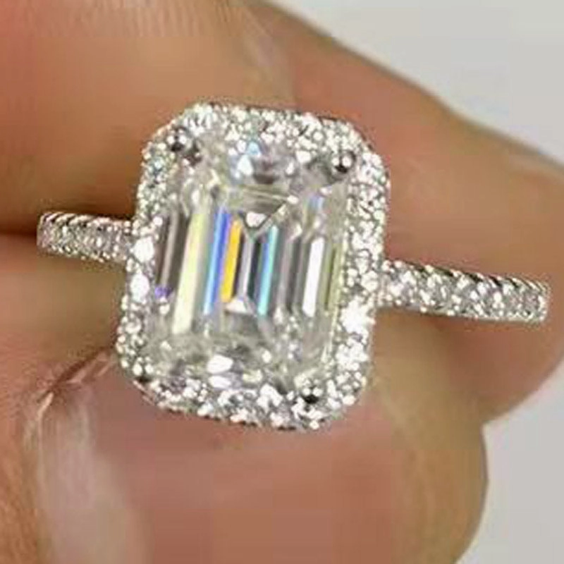 Wholesale Jewelry Four Prong Moissanite Sterling Silver Rings