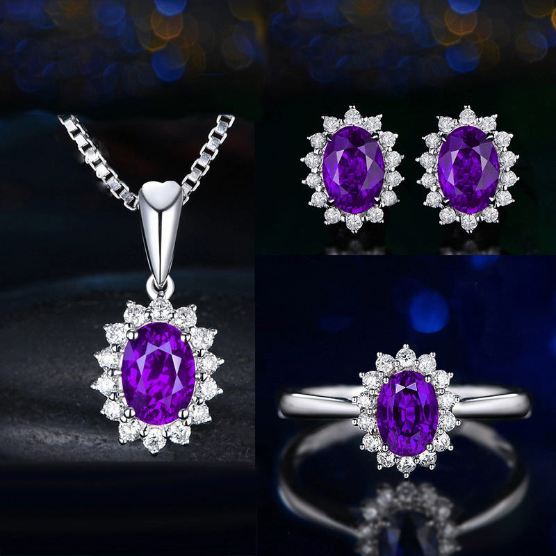 Wholesale Jewelry Full Diamond Sapphire Copper Earrings