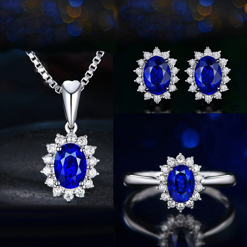 Wholesale Jewelry Full Diamond Sapphire Copper Earrings
