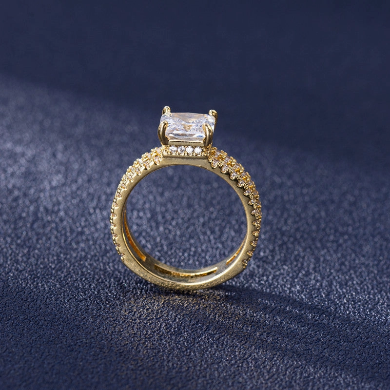 Wholesale Jewelry Gold Plated Diamond Studded Copper Rings