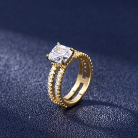 Wholesale Jewelry Gold Plated Diamond Studded Copper Rings