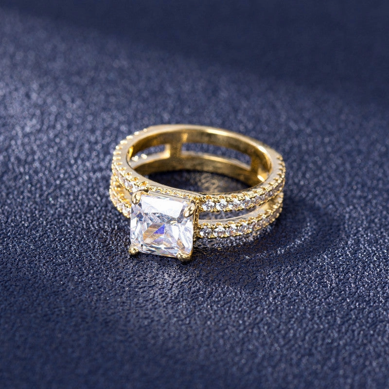 Wholesale Jewelry Gold Plated Diamond Studded Copper Rings