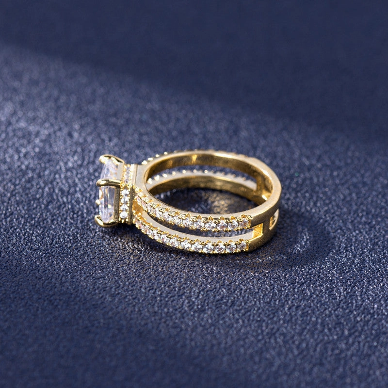 Wholesale Jewelry Gold Plated Diamond Studded Copper Rings