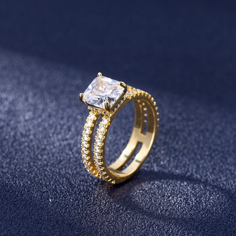 Wholesale Jewelry Gold Plated Diamond Studded Copper Rings