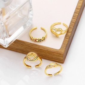Wholesale Jewelry Gold Plated Mother's Day Copper Rings