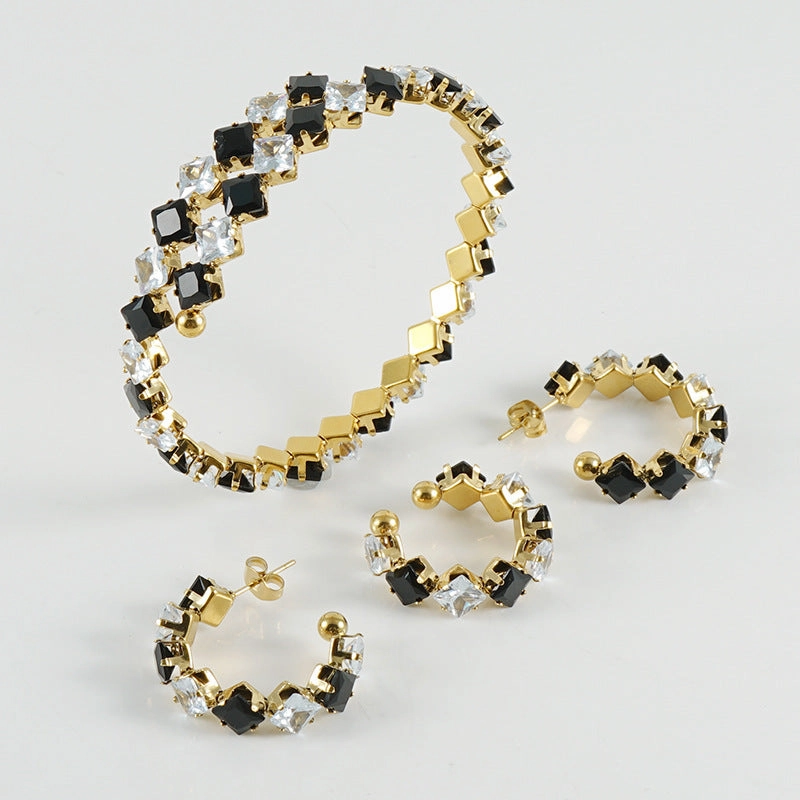 Wholesale Jewelry Gold Plated Stainless Steel Rings Necklace Set