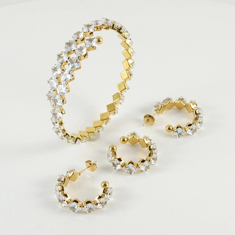 Wholesale Jewelry Gold Plated Stainless Steel Rings Necklace Set