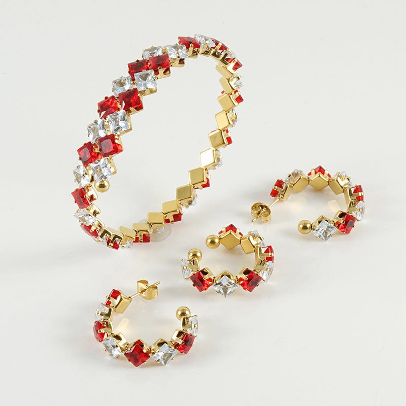 Wholesale Jewelry Gold Plated Stainless Steel Rings Necklace Set