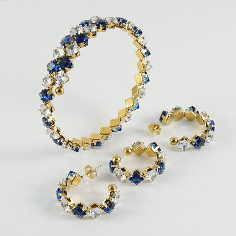 Wholesale Jewelry Gold Plated Stainless Steel Rings Necklace Set