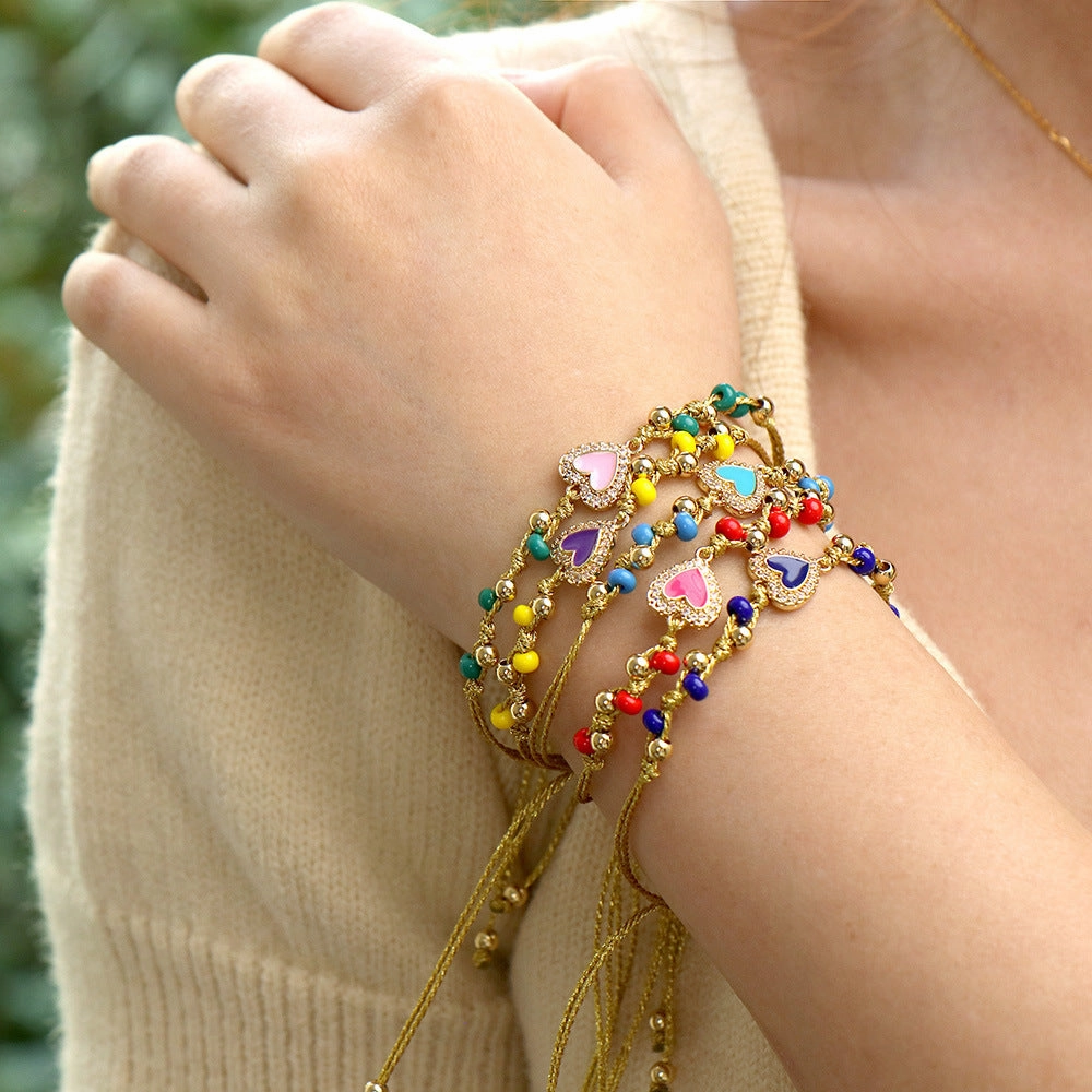 Wholesale Jewelry Heart Glass Beaded Bracelets