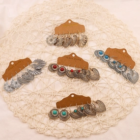 Wholesale Jewelry Hollow Out Vintage Mosaic Flower Alloy Earrings