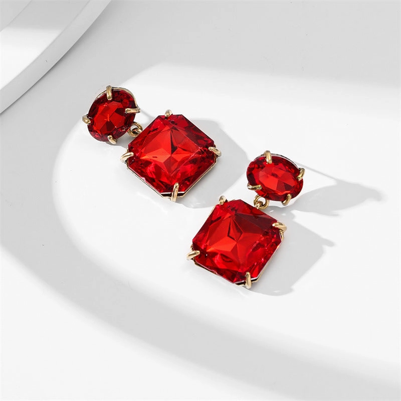 Wholesale Jewelry Inlaid Colored Rhinestone Alloy Earrings