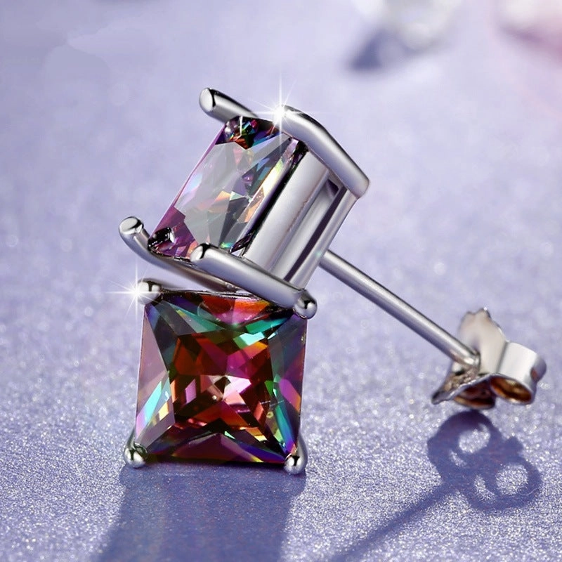 Wholesale Jewelry Jewelry Square Round Colorful Copper Earrings