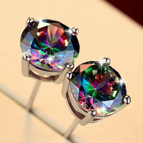 Wholesale Jewelry Jewelry Square Round Colorful Copper Earrings
