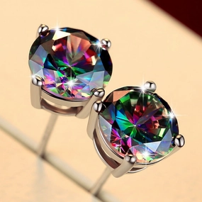 Wholesale Jewelry Jewelry Square Round Colorful Copper Earrings