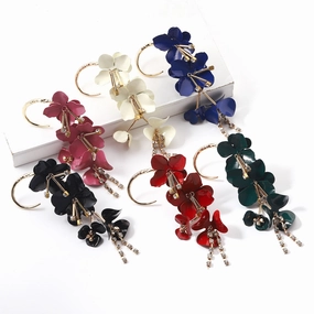 Wholesale Jewelry Long Multilayer Flowers Alloy Earrings